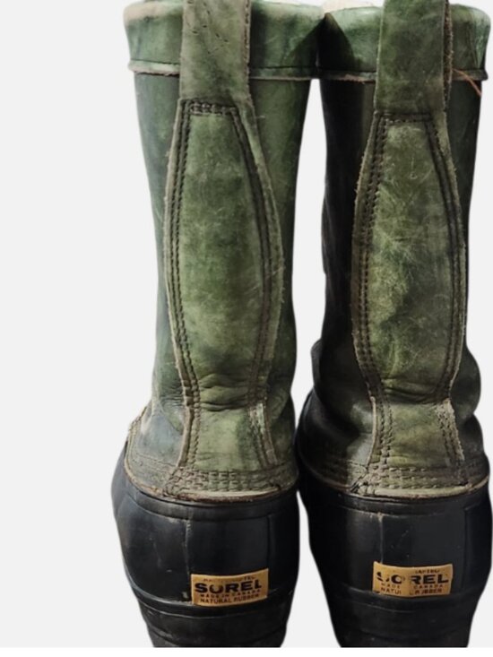 Sorel Snow Winter Boots Men\'s Size 10 Green Black Rubber Leather Lace Up Liner main image 7